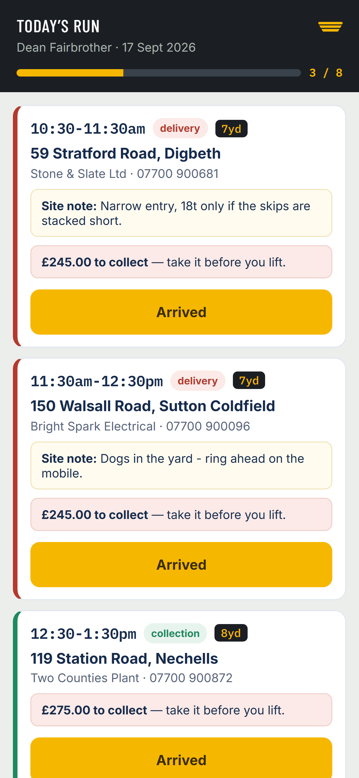 A driver's run on a phone